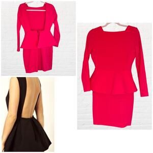 AQ/AQ Aqua pink peplum open back dress